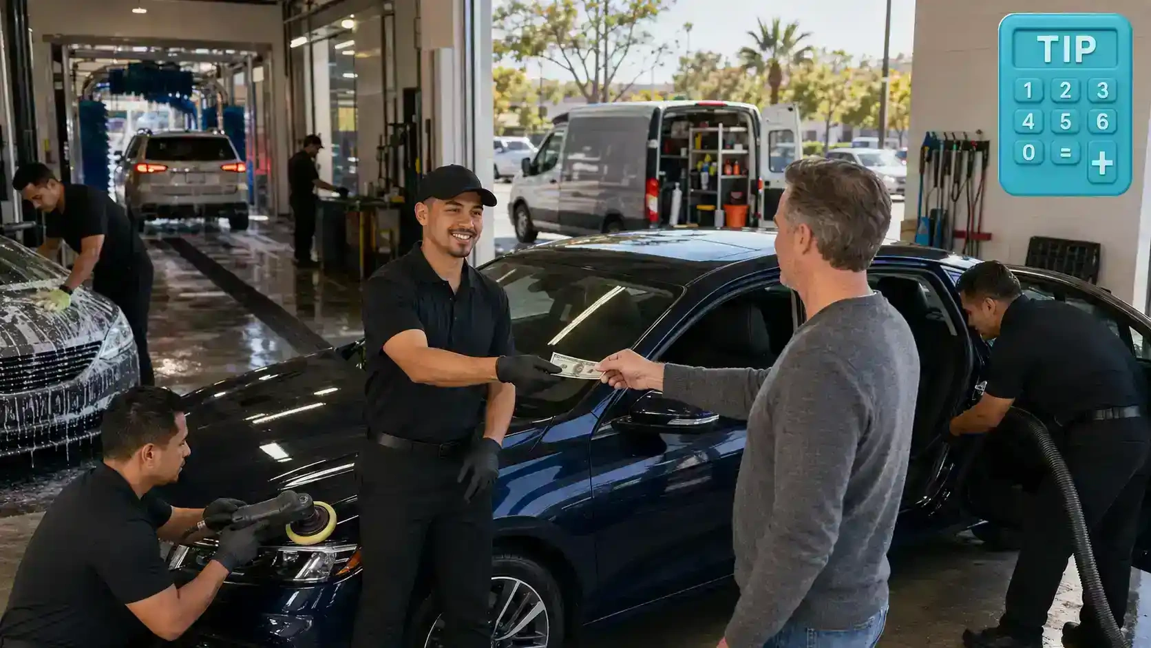 How much to tip by car wash type
