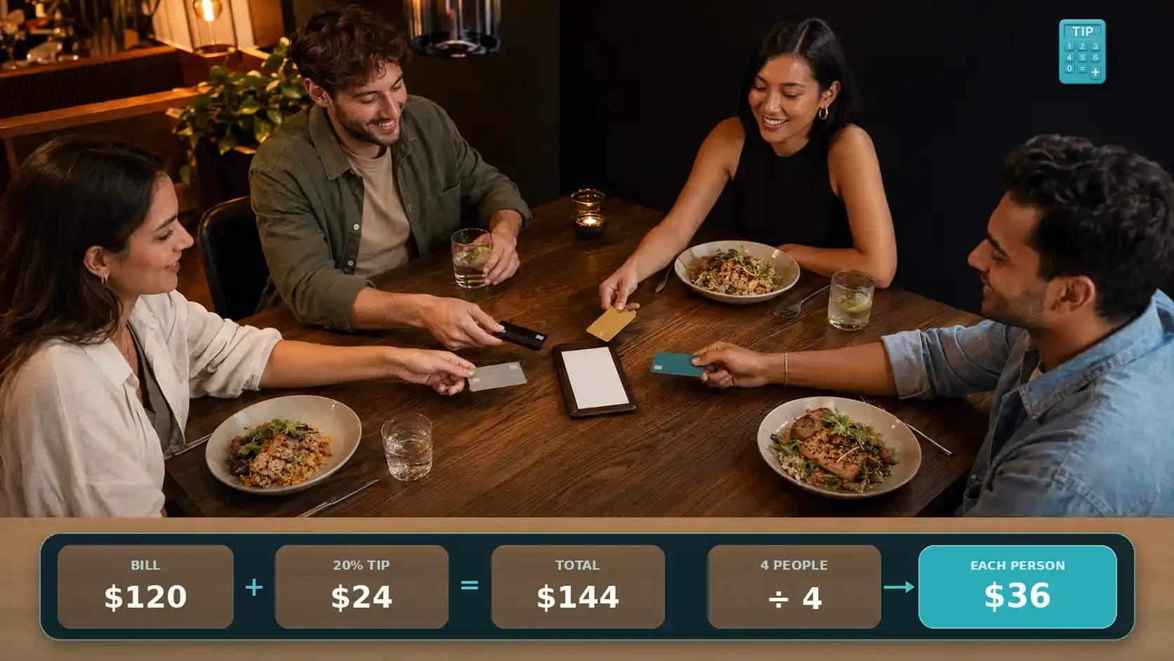 How to split a restaurant bill evenly