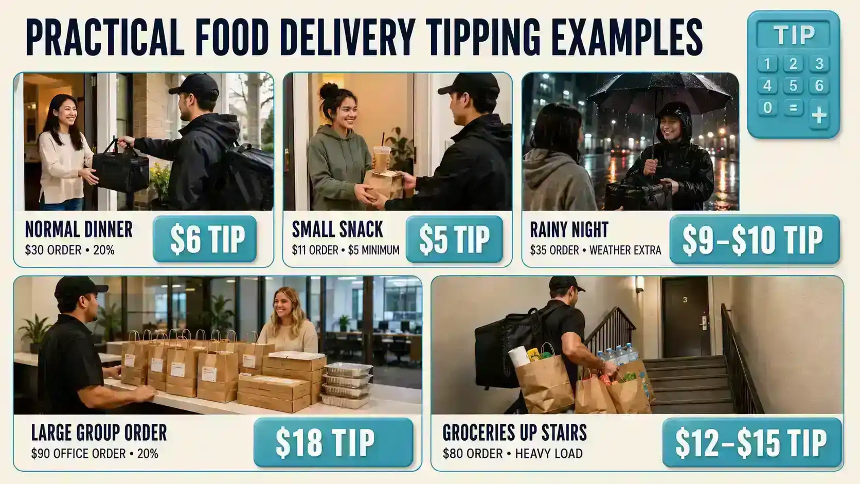 Practical US Food Delivery Tipping Examples