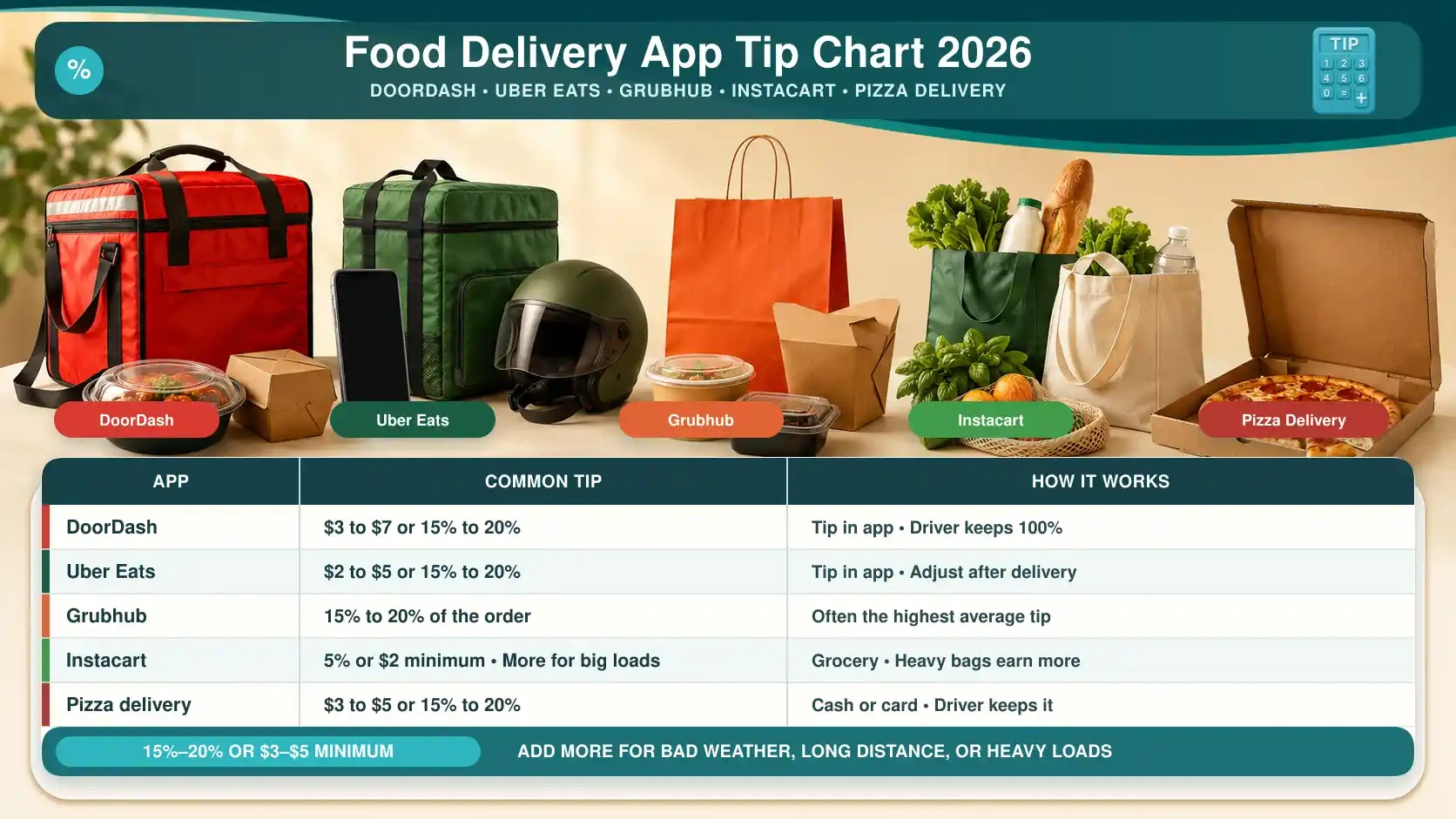 Tipping by App DoorDash, Uber Eats, and Grubhub